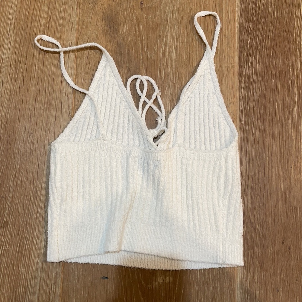 White Ribbed Crop Top - Picture 3 of 3